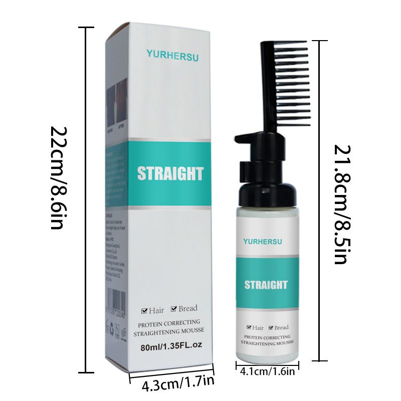 YURHERSU Straight hair mousse hair softener, styling agent, no pull, no clip correction softener