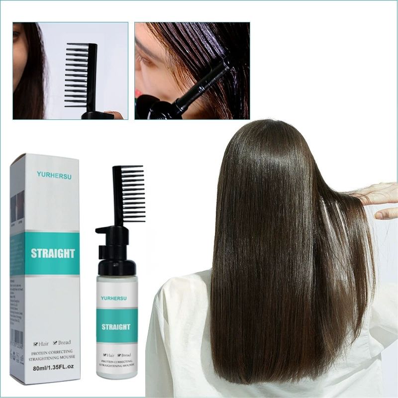 YURHERSU Straight hair mousse hair softener, styling agent, no pull, no clip correction softener