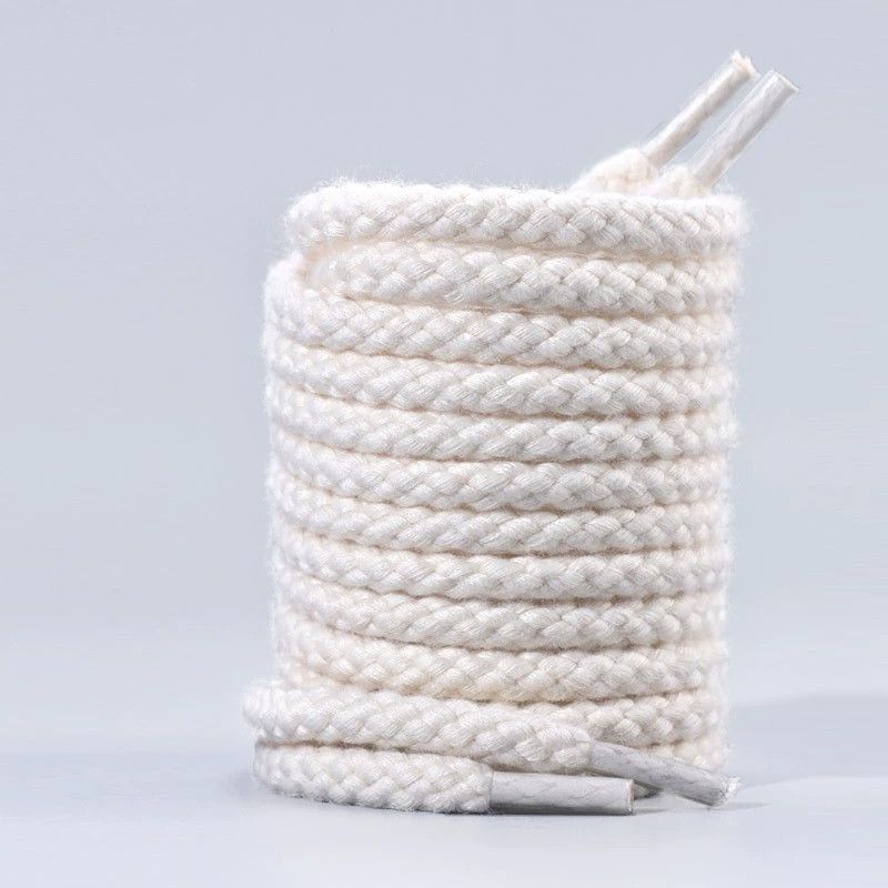 High quality cotton and polyester round shoelaces, length 160 cm, solid color, high-quality cotton and polyester round shoelaces