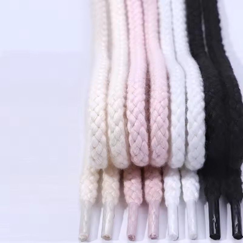 High quality cotton and polyester round shoelaces, length 160 cm, solid color, high-quality cotton and polyester round shoelaces