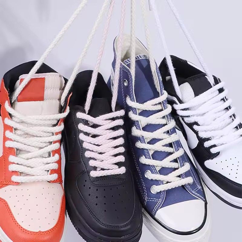 High quality cotton and polyester round shoelaces, length 160 cm, solid color, high-quality cotton and polyester round shoelaces