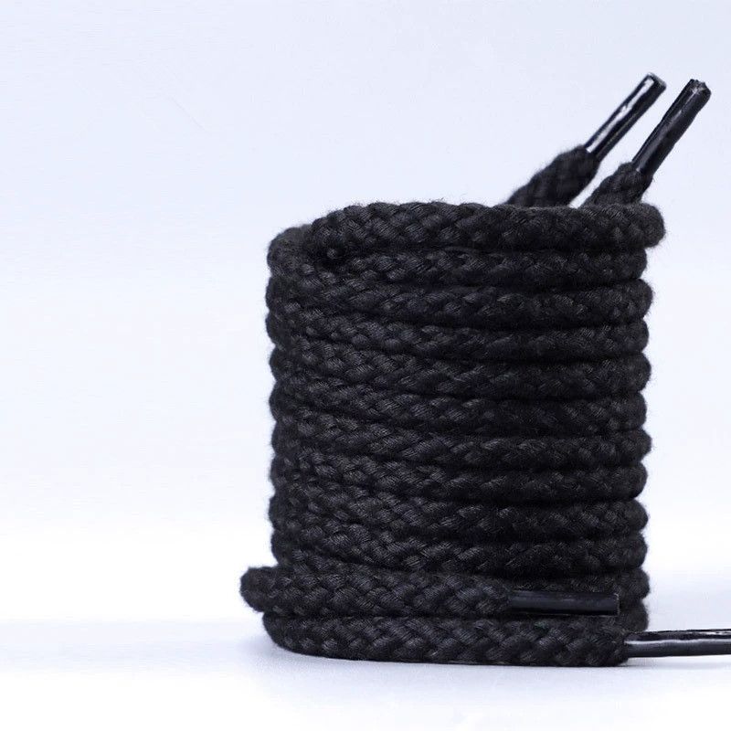High quality cotton and polyester round shoelaces, length 160 cm, solid color, high-quality cotton and polyester round shoelaces