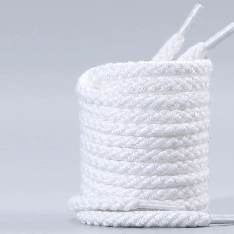 High quality cotton and polyester round shoelaces, length 160 cm, solid color, high-quality cotton and polyester round shoelaces