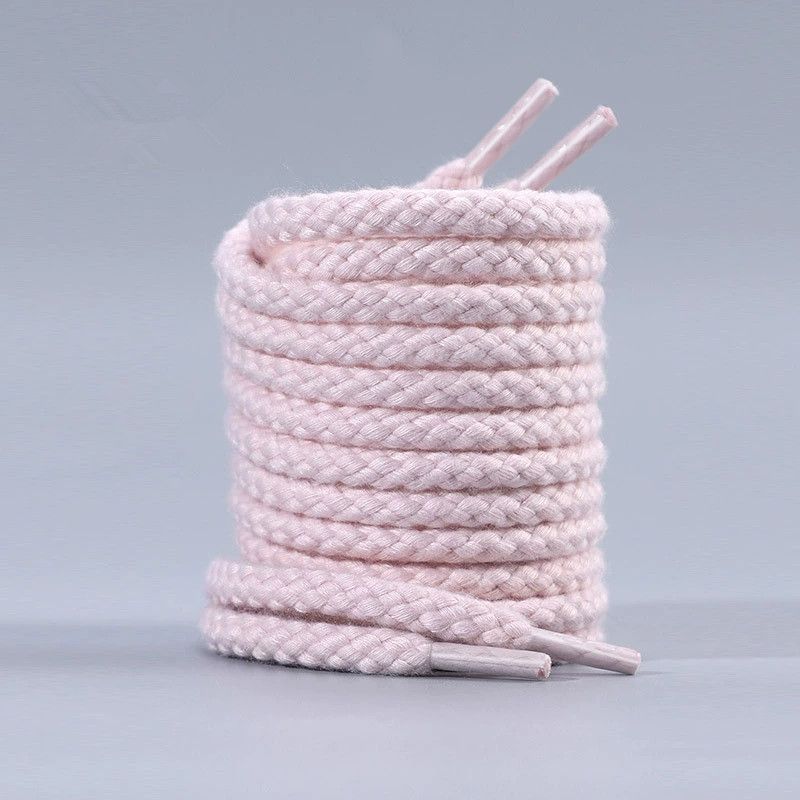 High quality cotton and polyester round shoelaces, length 160 cm, solid color, high-quality cotton and polyester round shoelaces