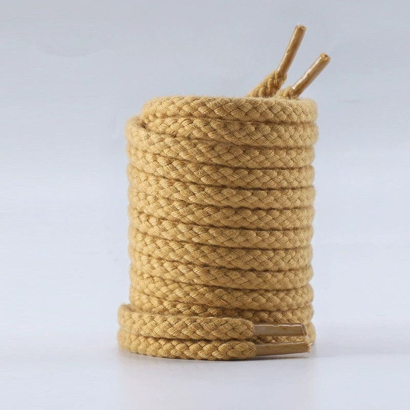 High quality cotton and polyester round shoelaces, length 160 cm, solid color, high-quality cotton and polyester round shoelaces