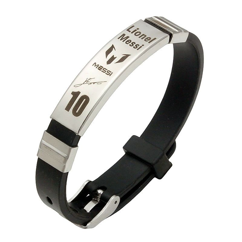Messi, Cristiano Ronaldo, Neymar, football star, stainless steel silicone bracelet, boys' football accessories gift