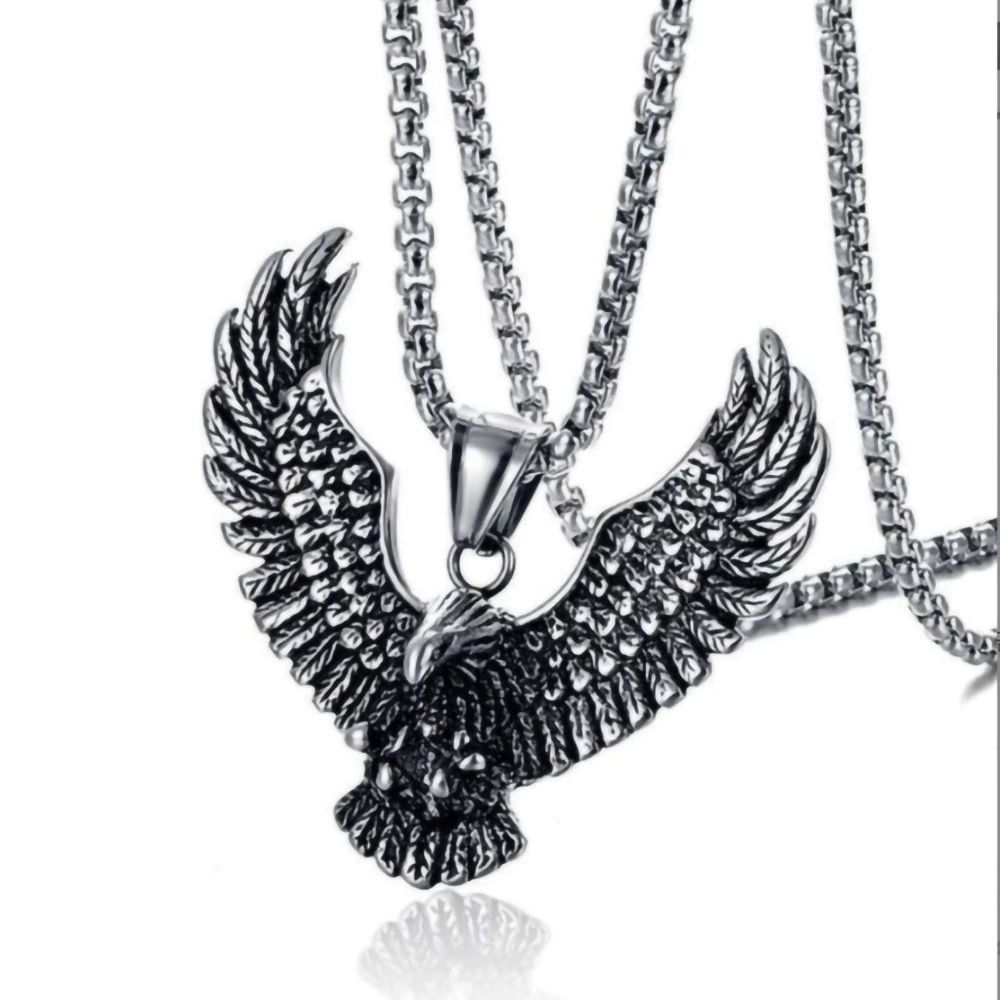 2025 New Titanium Steel Eagle Collar Eagle Personalized Stainless Steel Sweater Necklace Men's Accessories