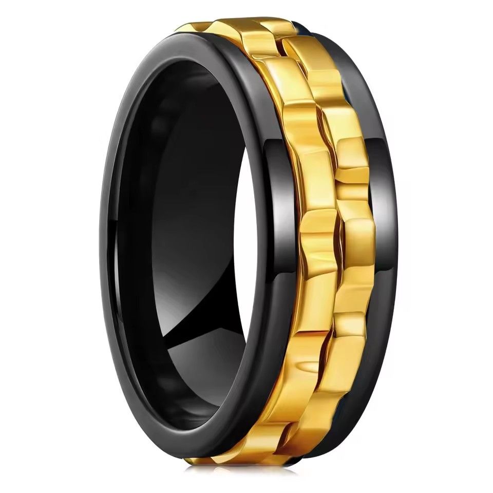 Men's anxiety spinning ring punk style titanium steel chain rock driven spinning ring party and wedding jewelry
