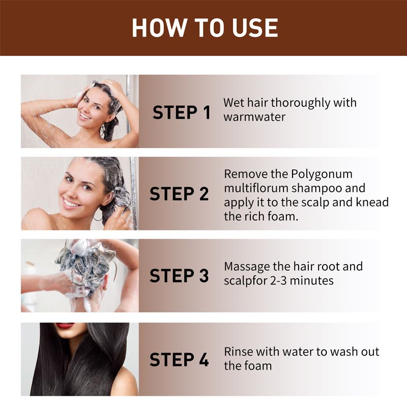 YURHERSU Cross border Polygonum multiflorum shampoo essence to repair natural black hair