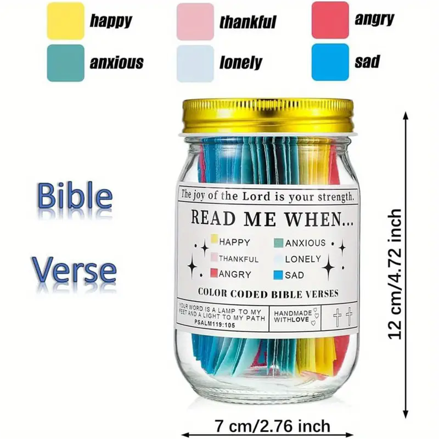Verse Jar Bible Verses in A Jar Color Coded Blessings Jar 60 Cards Give The Comfort of God's Best Christian Bible Gifts