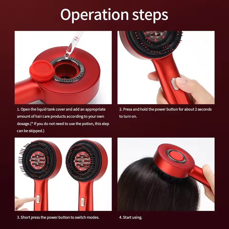 Hair care comb, kneading electric scalp applicator, massager, liquid guide hair generator, red light hair care comb