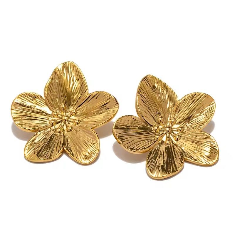Vintage style and floral hypoallergenic earrings, high-quality 18k gold-plated stainless steel women's party earrings