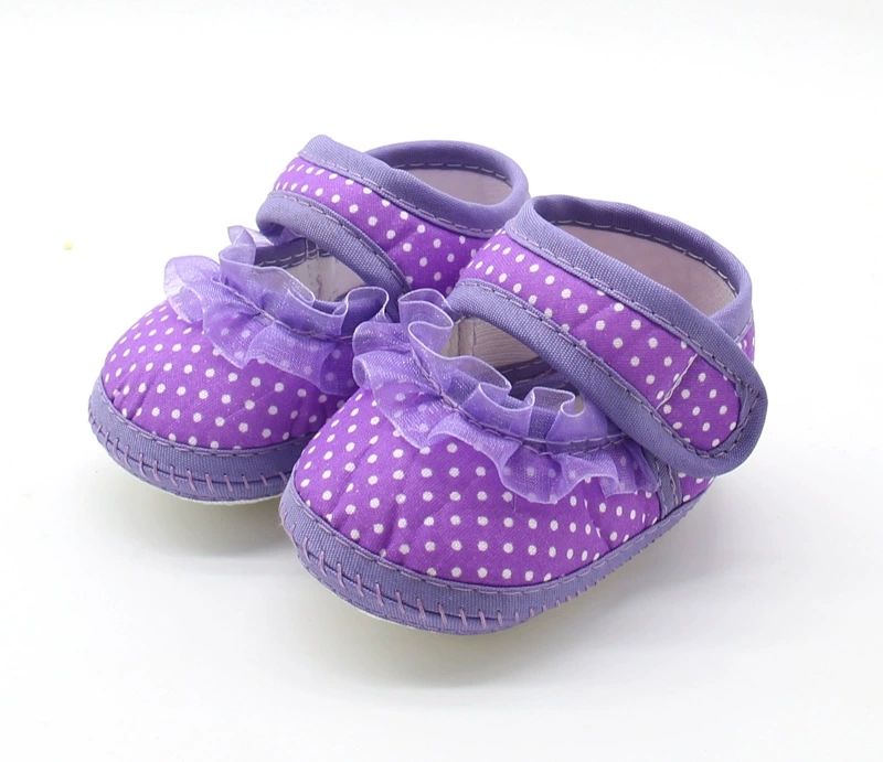 Girls' polka dot sole shoes, soft lace casual shoes, anti slip, wear-resistant, comfortable and easy to walk for newborns