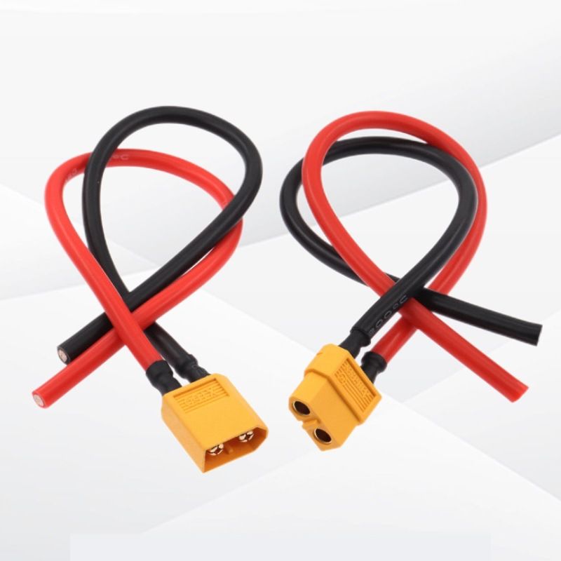 XT60 male and female connectors with 10CM 14AWG silicone cable suitable for Lipo Rc batteries, drones, cars, and ships