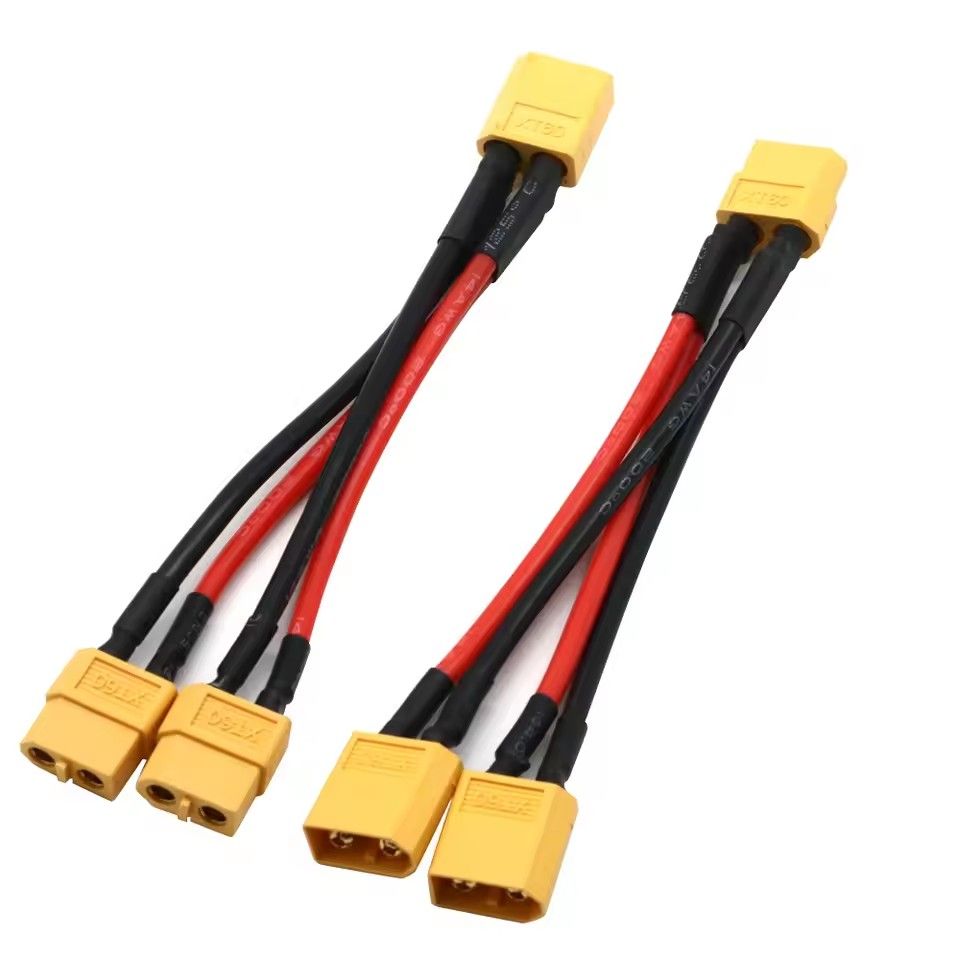 XT60 male and female connectors with 10CM 14AWG silicone cable suitable for Lipo Rc batteries, drones, cars, and ships