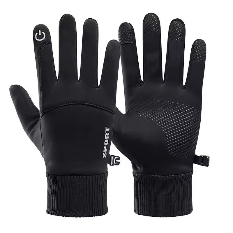 Black Winter Warm Full Finger Waterproof Bicycle Outdoor Sports Running Motorcycle Skiing Touchscreen Wool Gloves