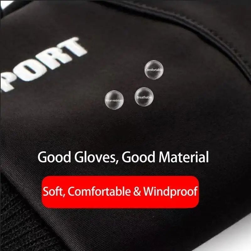 Black Winter Warm Full Finger Waterproof Bicycle Outdoor Sports Running Motorcycle Skiing Touchscreen Wool Gloves