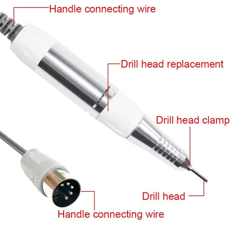 350000 RPM 5-pin plug electric nail drill handle machine for hand nail trimming, pen replacement, nail trimming tool