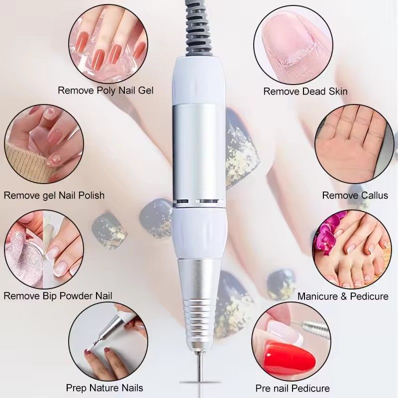 350000 RPM 5-pin plug electric nail drill handle machine for hand nail trimming, pen replacement, nail trimming tool