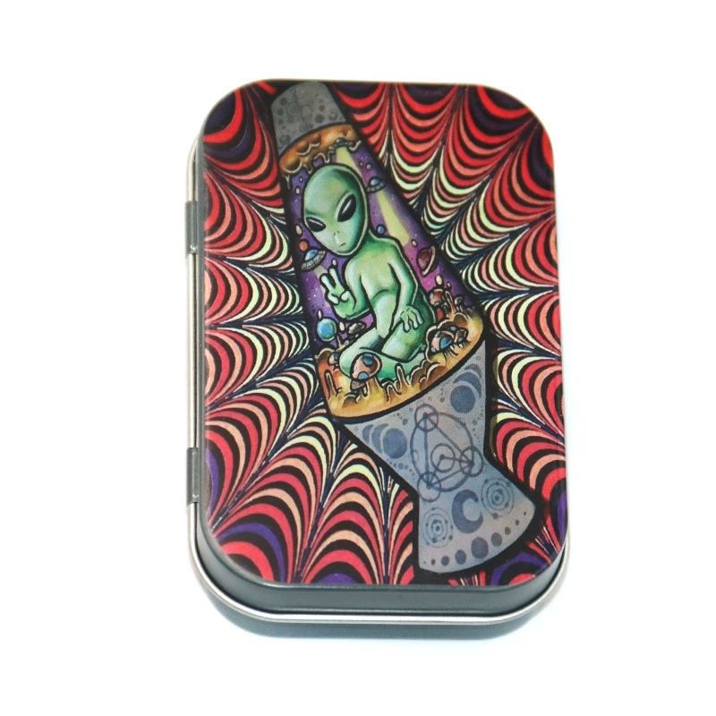Tobacco Tin Box, Open Lid, Hand Wrapped Tobacco Box, Portable Folding Lid with Personality, Cigarette Box