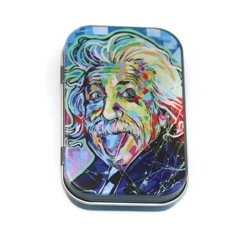 Tobacco Tin Box, Open Lid, Hand Wrapped Tobacco Box, Portable Folding Lid with Personality, Cigarette Box