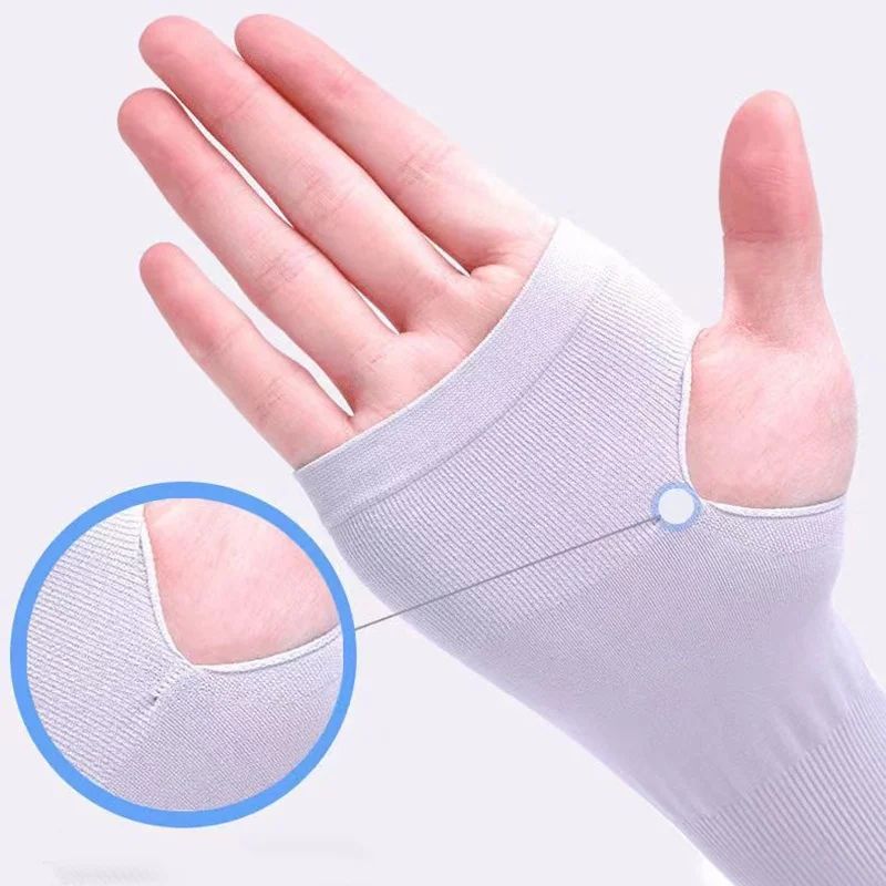 UV Protection Arm Sleeves for Men and Women, Driving Sunscreen, Ice Silk Cover, Hand Protector, Long Half Finger Gloves, Summer C-301