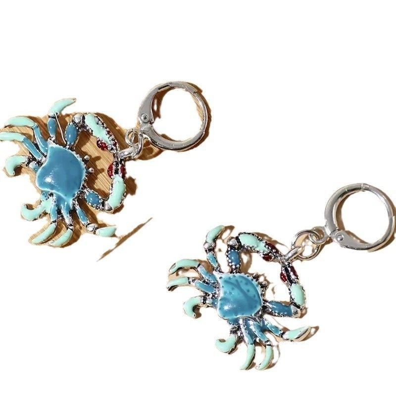 New Fashion Creative Beach Metal Crab Earrings Drip Oil Hawaii Beach Vacation Sea Breeze Crab Earrings Jewelry