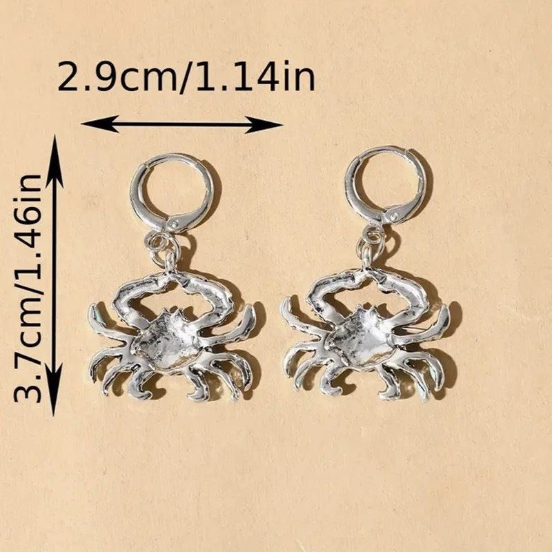 New Fashion Creative Beach Metal Crab Earrings Drip Oil Hawaii Beach Vacation Sea Breeze Crab Earrings Jewelry