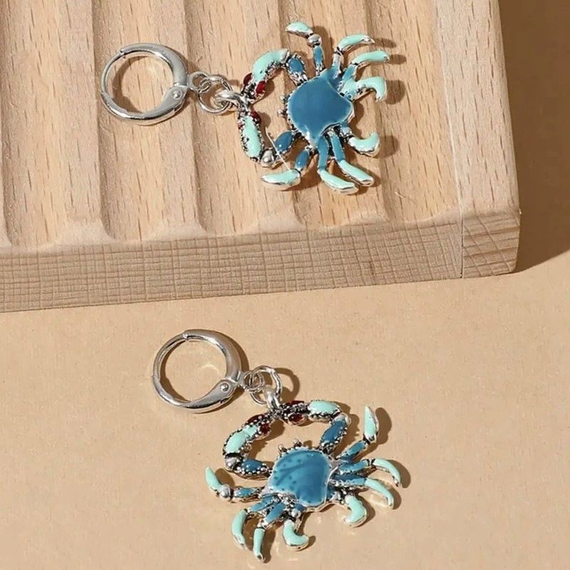 New Fashion Creative Beach Metal Crab Earrings Drip Oil Hawaii Beach Vacation Sea Breeze Crab Earrings Jewelry