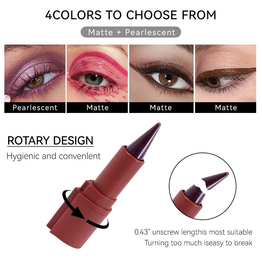 KIRRMING Frosted Velvet Cream Soft and Durable Waterproof Two in one Eyeliner Lipstick 4-color Waterproof and Durable Frosted B2-1023 view 3