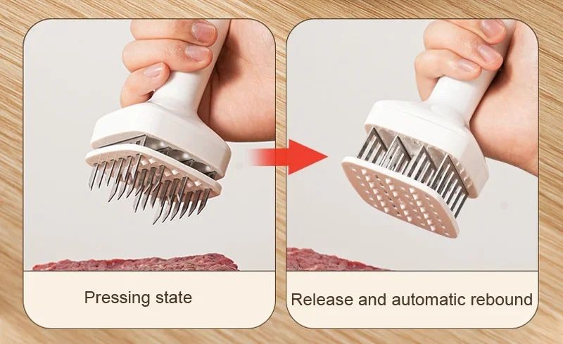 Stainless Steel Meat Softener, 24 Needles, Automatic Spring Hammer, Rib Fracture Perforating Machine, Kitchen Utensils