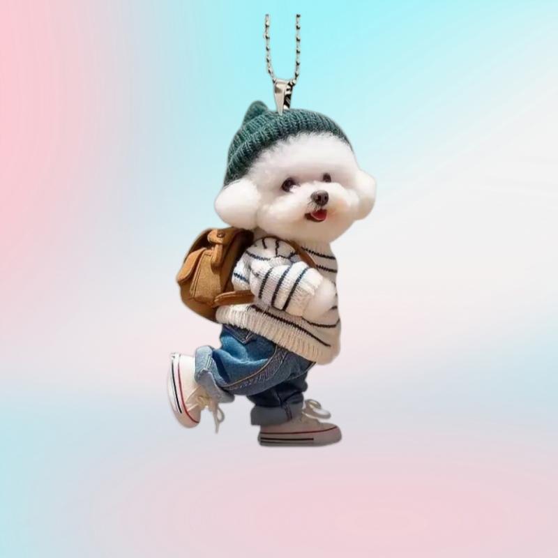New Creative Dog Backpack Pendant Car Acrylic Flat Pendant Cute Keychain Gift for Best Friends Pendant