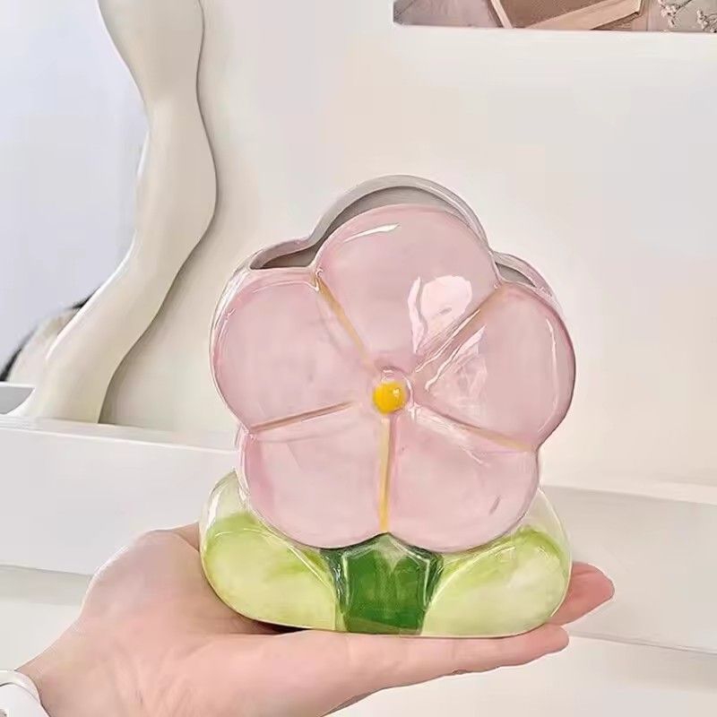 Ceramic Pen Jar, Flower Shaped Pencil Holder, Makeup Brush Organizer, Multipurpose Desk Ornament, Creative Pen Pot, New