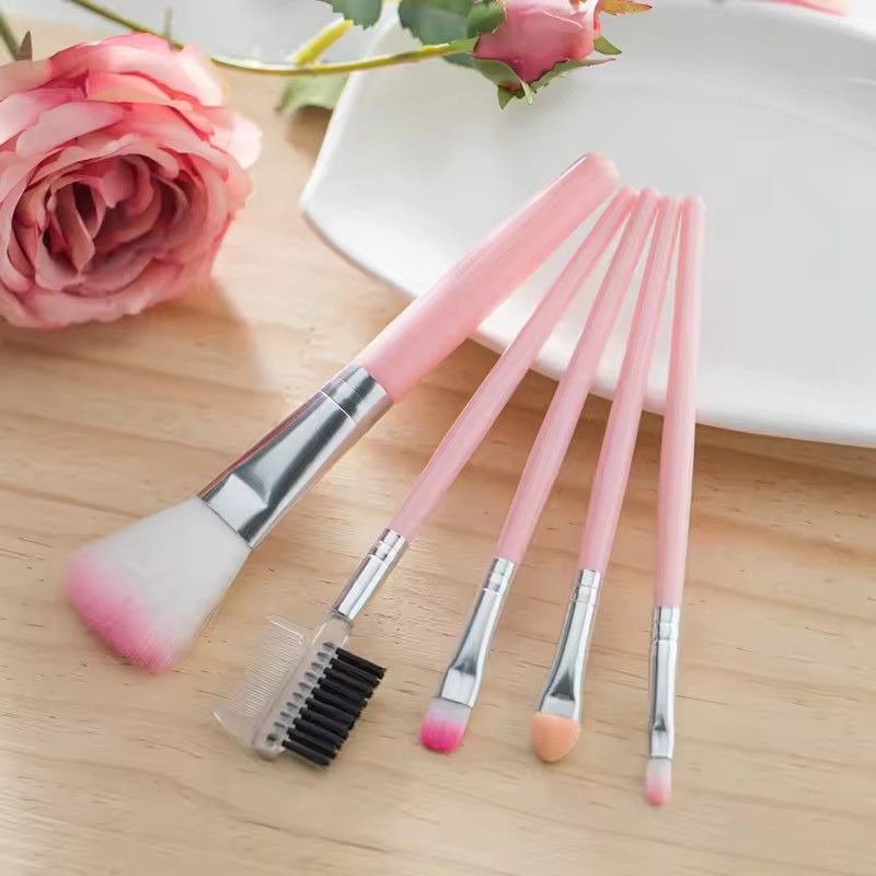 Set of Makeup Brushes for Women, 5pcs, Eyeshadow Powder, Eyelash Beauty, Cheek Color, Hot Cosmetic Tool