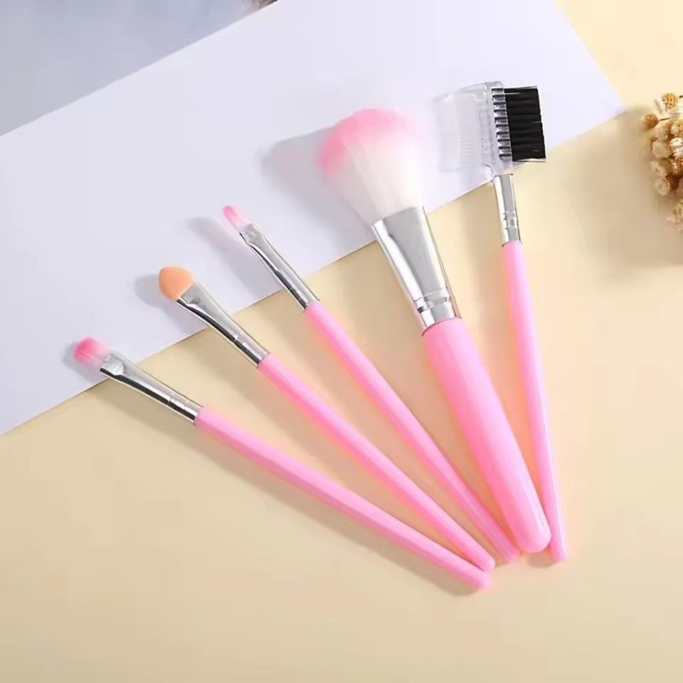 Set of Makeup Brushes for Women, 5pcs, Eyeshadow Powder, Eyelash Beauty, Cheek Color, Hot Cosmetic Tool