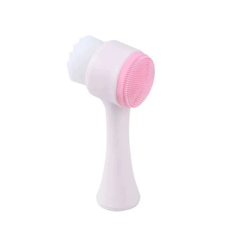 3D Double Silicone Facial Cleansing Brush, Manual Massage Facial Brush, Soft Brush Exfoliant, Double Face Face Wash Brush