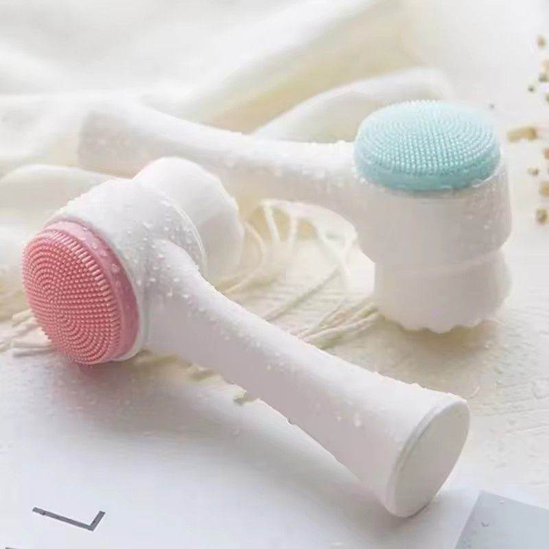 3D Double Silicone Facial Cleansing Brush, Manual Massage Facial Brush, Soft Brush Exfoliant, Double Face Face Wash Brush