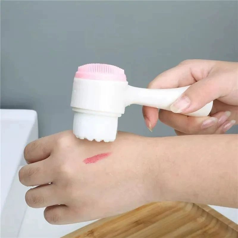 3D Double Silicone Facial Cleansing Brush, Manual Massage Facial Brush, Soft Brush Exfoliant, Double Face Face Wash Brush