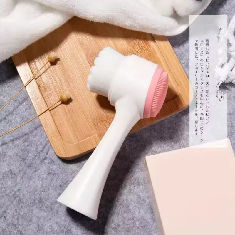 3D Double Silicone Facial Cleansing Brush, Manual Massage Facial Brush, Soft Brush Exfoliant, Double Face Face Wash Brush