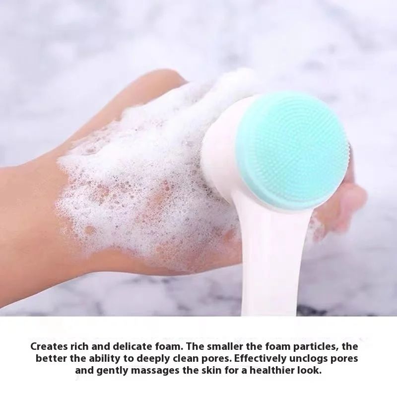 3D Double Silicone Facial Cleansing Brush, Manual Massage Facial Brush, Soft Brush Exfoliant, Double Face Face Wash Brush