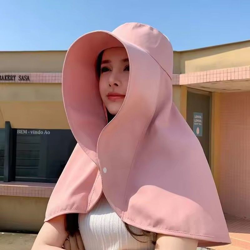 Full Face Sun Protection Big Brim Shawl Sun Hat Women's Neck Protection Integrated UV Protection Fisherman Hat