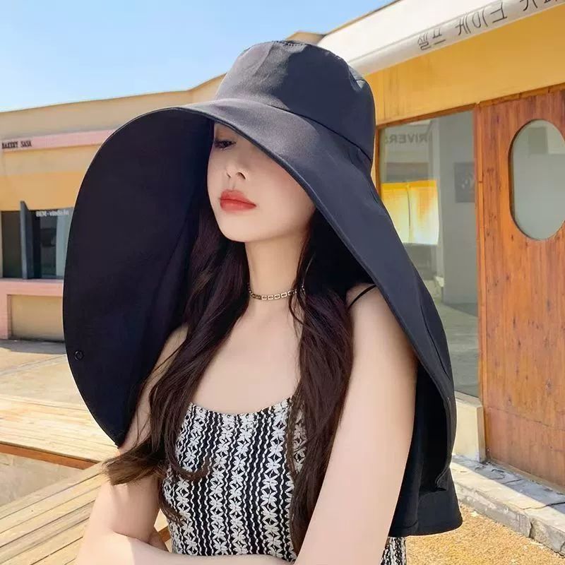 Full Face Sun Protection Big Brim Shawl Sun Hat Women's Neck Protection Integrated UV Protection Fisherman Hat