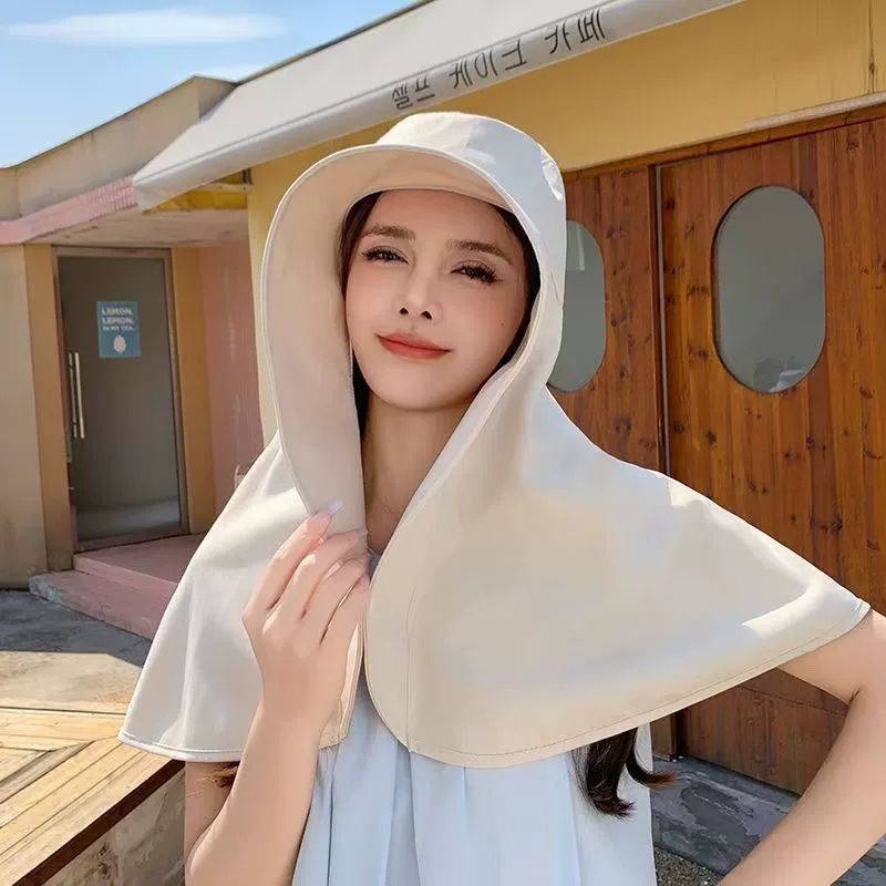 Full Face Sun Protection Big Brim Shawl Sun Hat Women's Neck Protection Integrated UV Protection Fisherman Hat