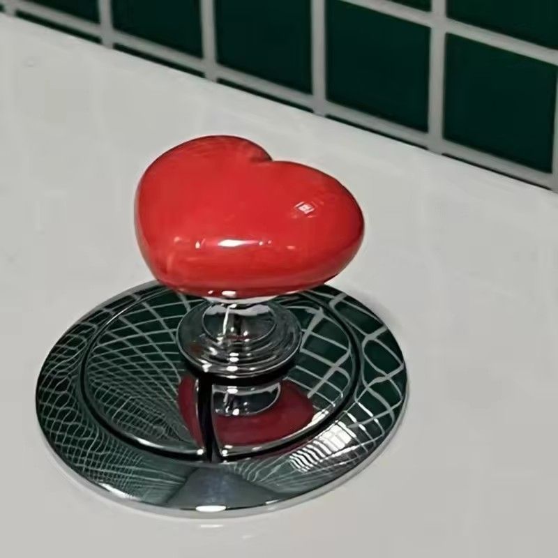 1pc Colorful Love Heart Shaped Plastic Toilet Tank Button Help Adhesive Handle, Portable Accessory Handle Press Tool