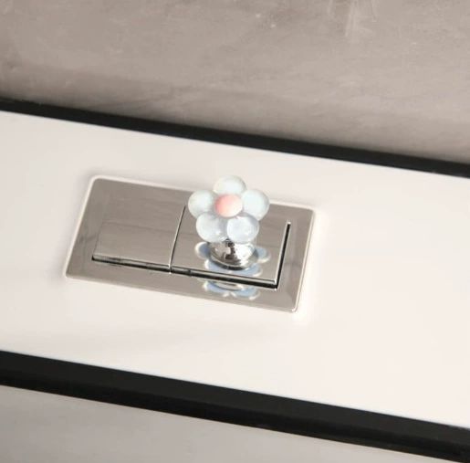 1pc Toilet Pressure Button with Pink Handle, Long Nail Protector, Waterjet Pressure Switch for Room, Toilet Tank Press
