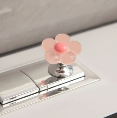 1pc Toilet Pressure Button with Pink Handle, Long Nail Protector, Waterjet Pressure Switch for Room, Toilet Tank Press