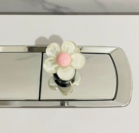 1pc Toilet Pressure Button with Pink Handle, Long Nail Protector, Waterjet Pressure Switch for Room, Toilet Tank Press