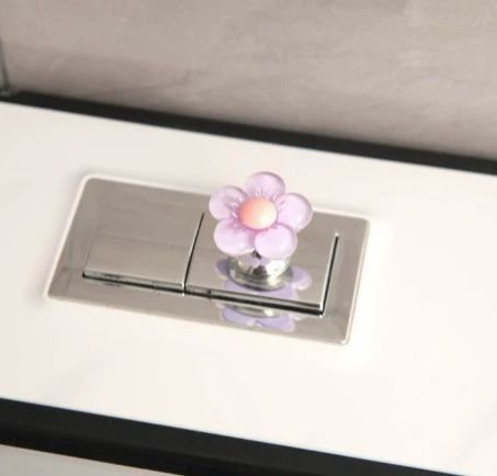 1pc Toilet Pressure Button with Pink Handle, Long Nail Protector, Waterjet Pressure Switch for Room, Toilet Tank Press