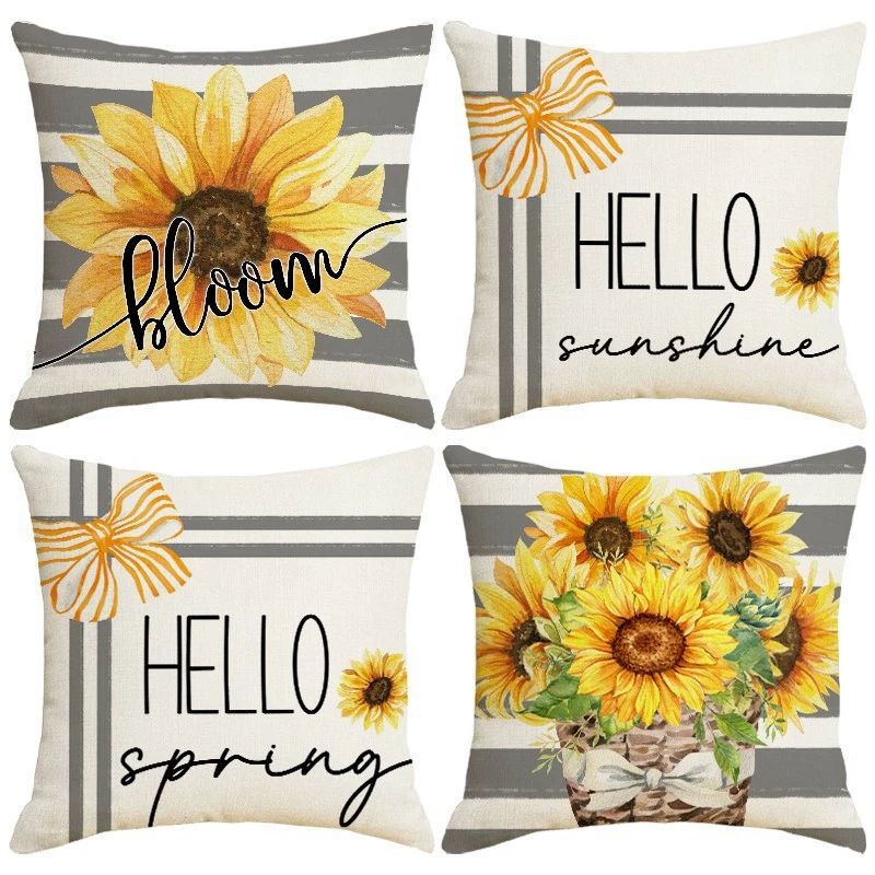 Pillow Cover, Home Linen Summer Plant Flower Sofa, Decorative Gift, Double-sided Printed Home Pillowcase