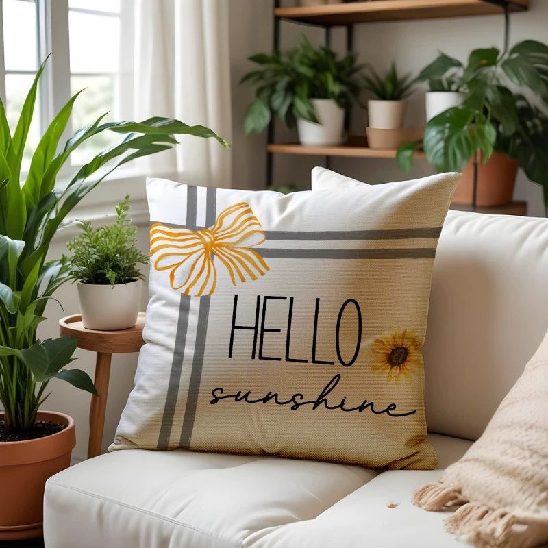 Pillow Cover, Home Linen Summer Plant Flower Sofa, Decorative Gift, Double-sided Printed Home Pillowcase